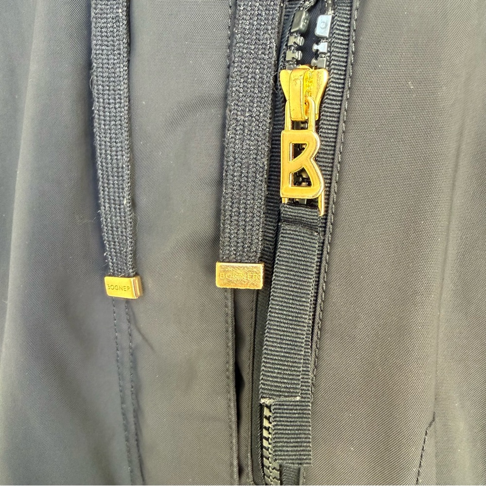 Bogner Navy Blue Hooded Parka EU 36 US 6 Gold Hardware Knee-Length - Picture 7 of 10